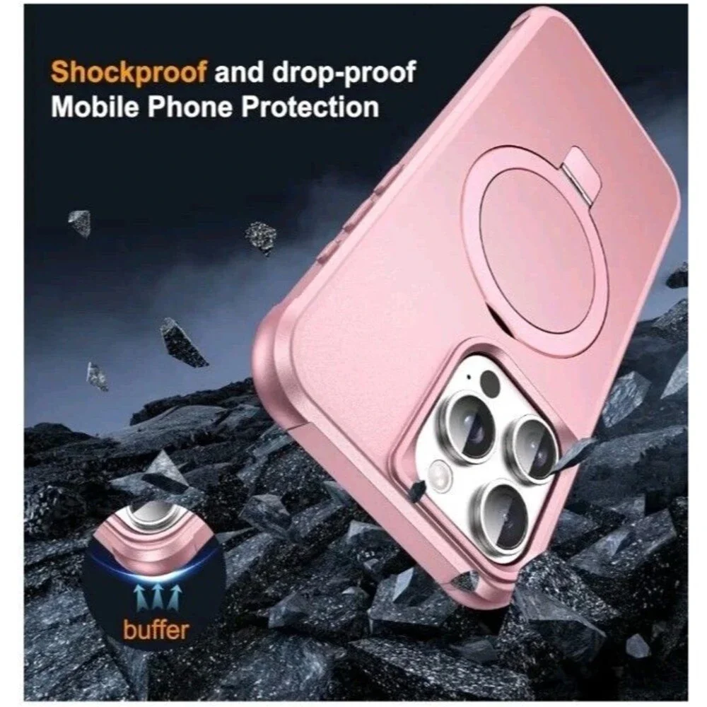SKYLMW Compatible with iPhone 12/13 Pro Max Case with Stand,Rose GoldiPhone...